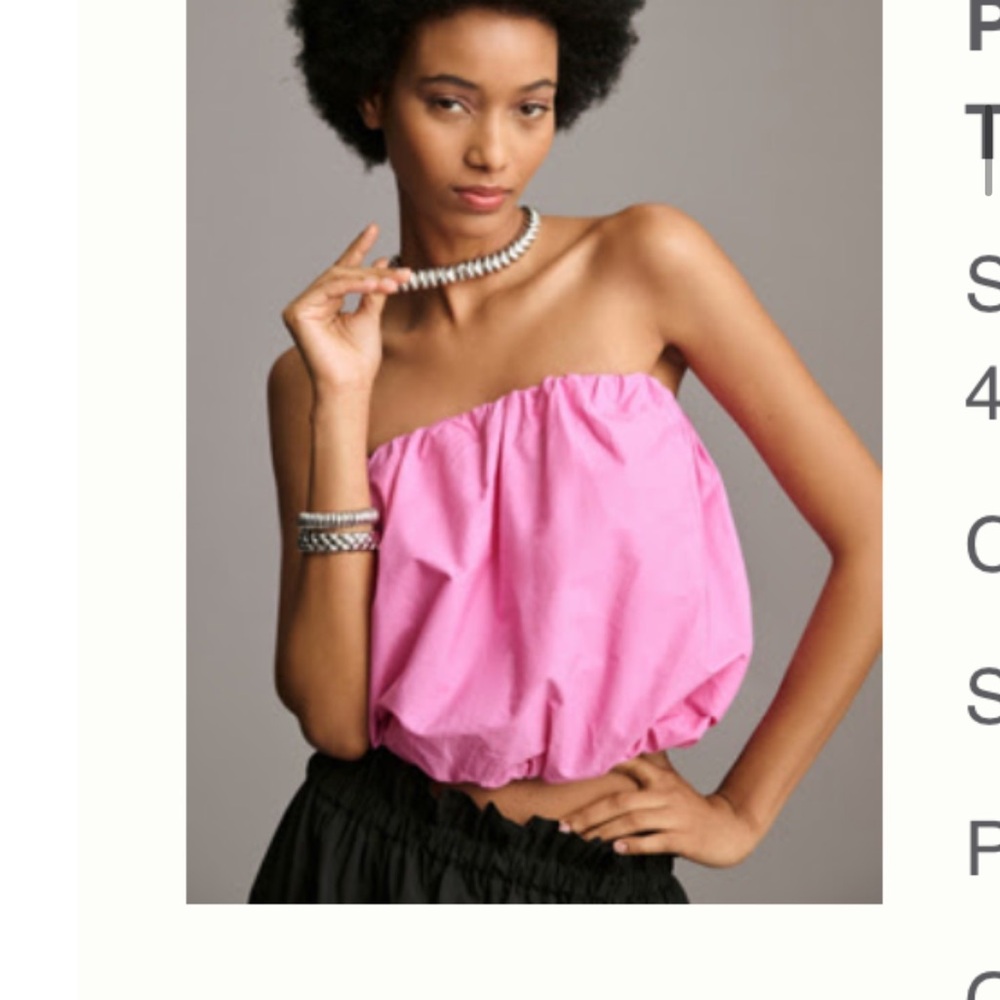 Maeve Bubble Crop Tube Top in Bright Pink